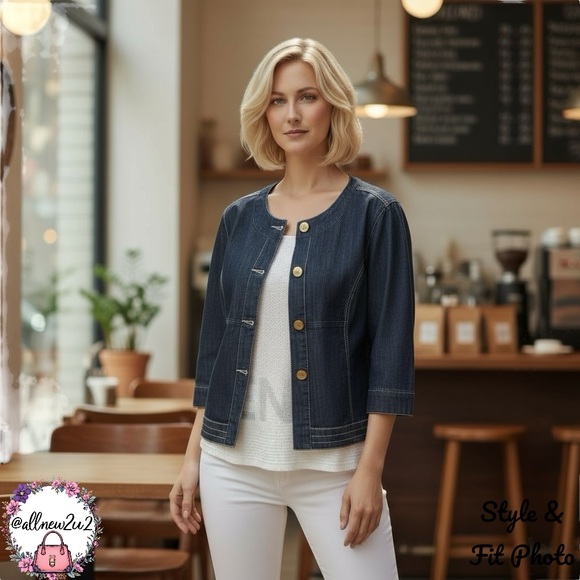 Cato Jackets & Blazers - Cato Blue Denim Jacket Blazer Shrug with Contrasting Stitching Size 18W